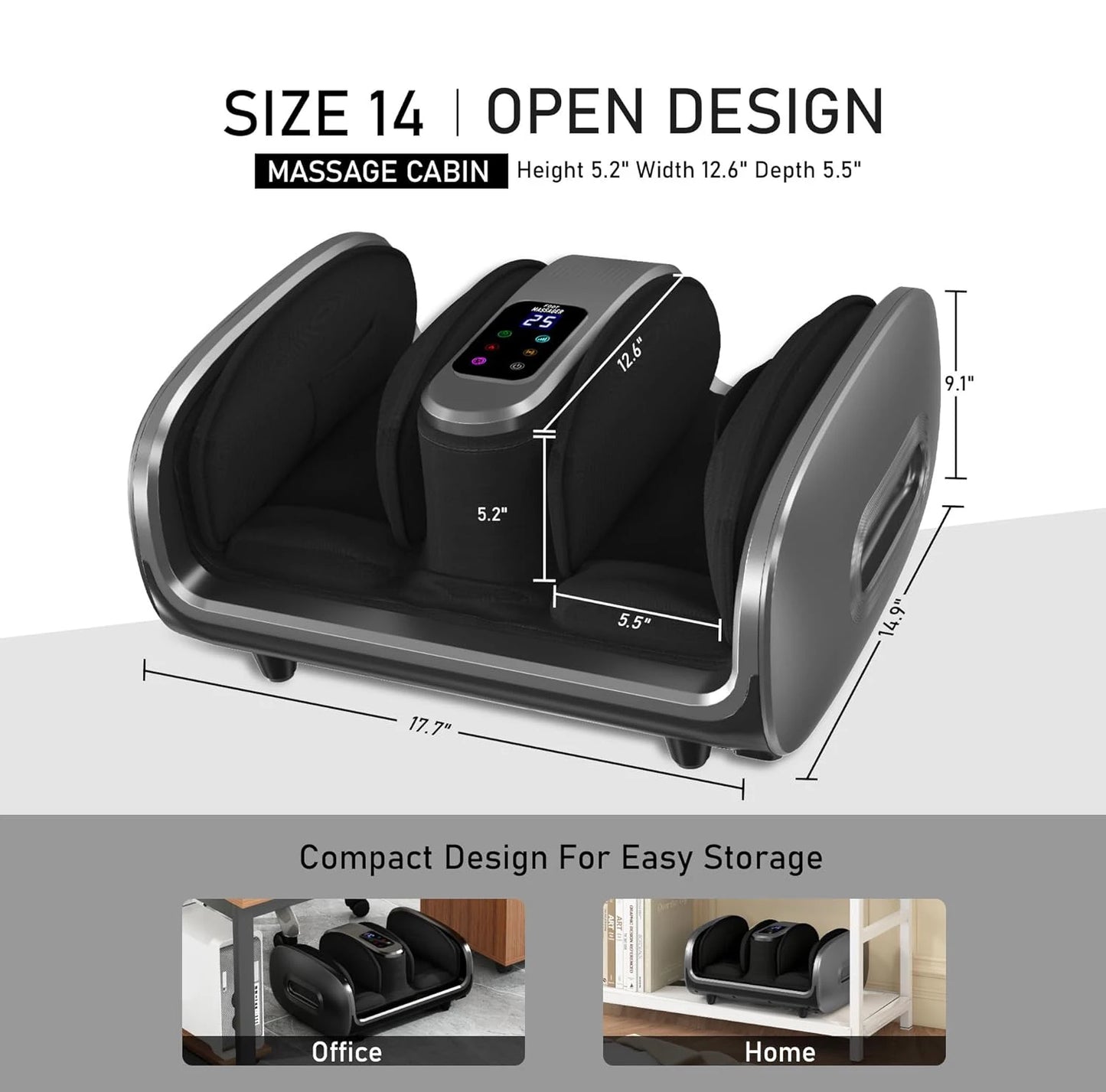 Professionelles Heimmassagegerät mit Akupressur, Knetmassage, Vibration, Hydrotherapie sowie Waden- und Fußmassage zur Förderung der Durchblutung