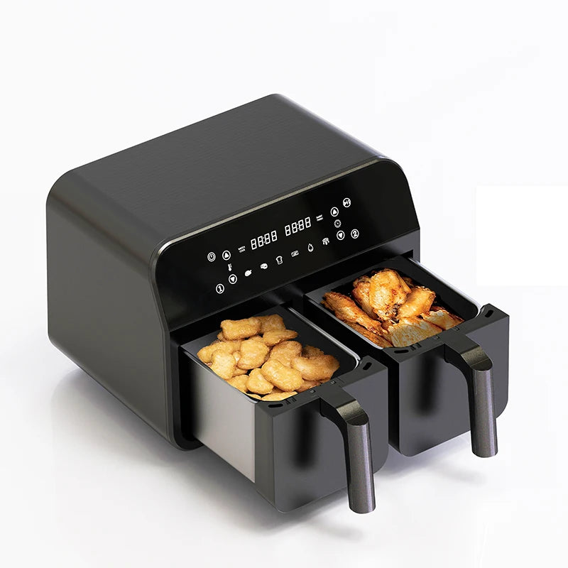 Large capacity oven air fryer with dual zone basket digital electric fryer 5.5L 6L 7L 9L 10L dual air fryer