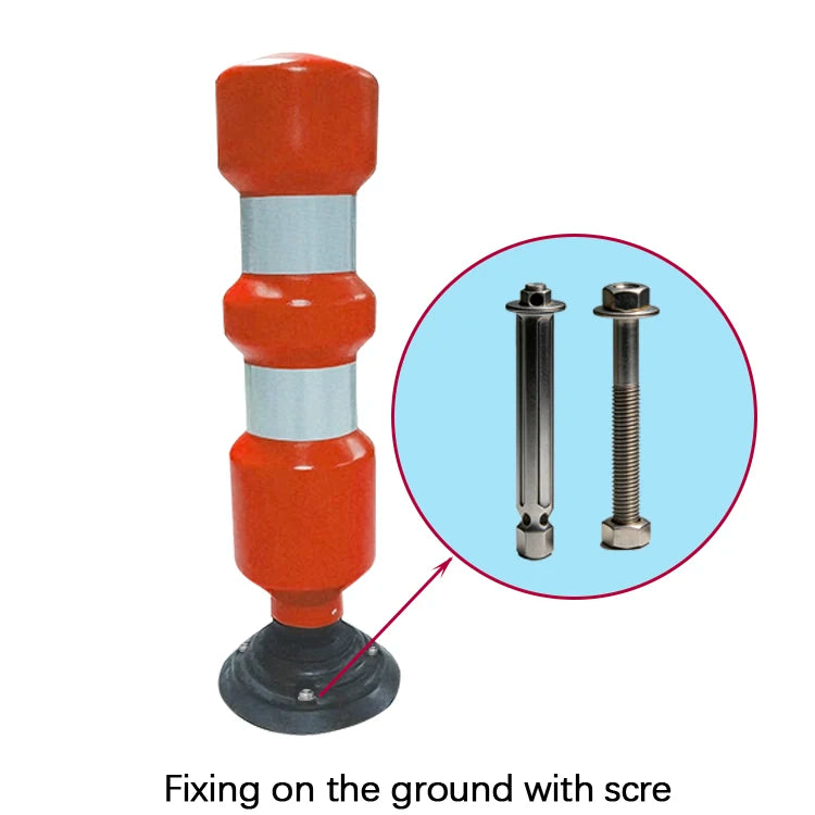 High-visibility Flexible Round Bollard premium Plastic efficient Traffic Management road Separator delineator robust &amp; Flexible absorb Impact Force Auto-rebound No Frequent Replacement no Manual Reset weather-resist