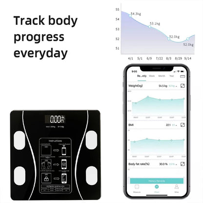 Intelligent Body Fat Weight Analysis Weighing Bathroom Scale USB Balance Digital Electronic