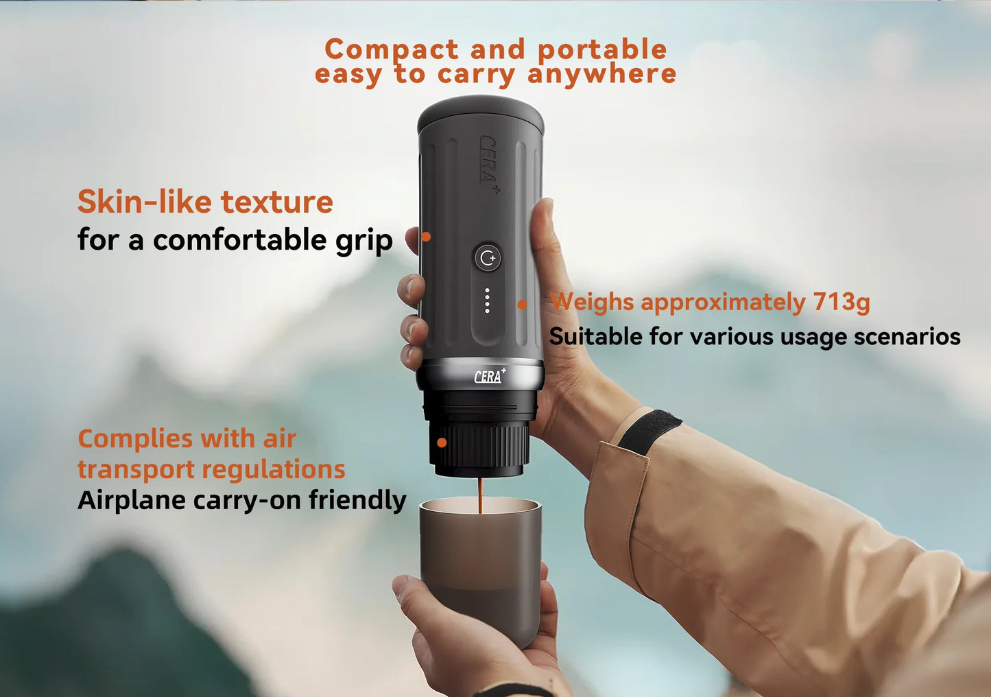 Neue tragbare elektrische Kaffeemaschine CERA+13500mAh Outdoor-Kaffeemaschine mit App PCM03S Fassungsvermögen 80ml