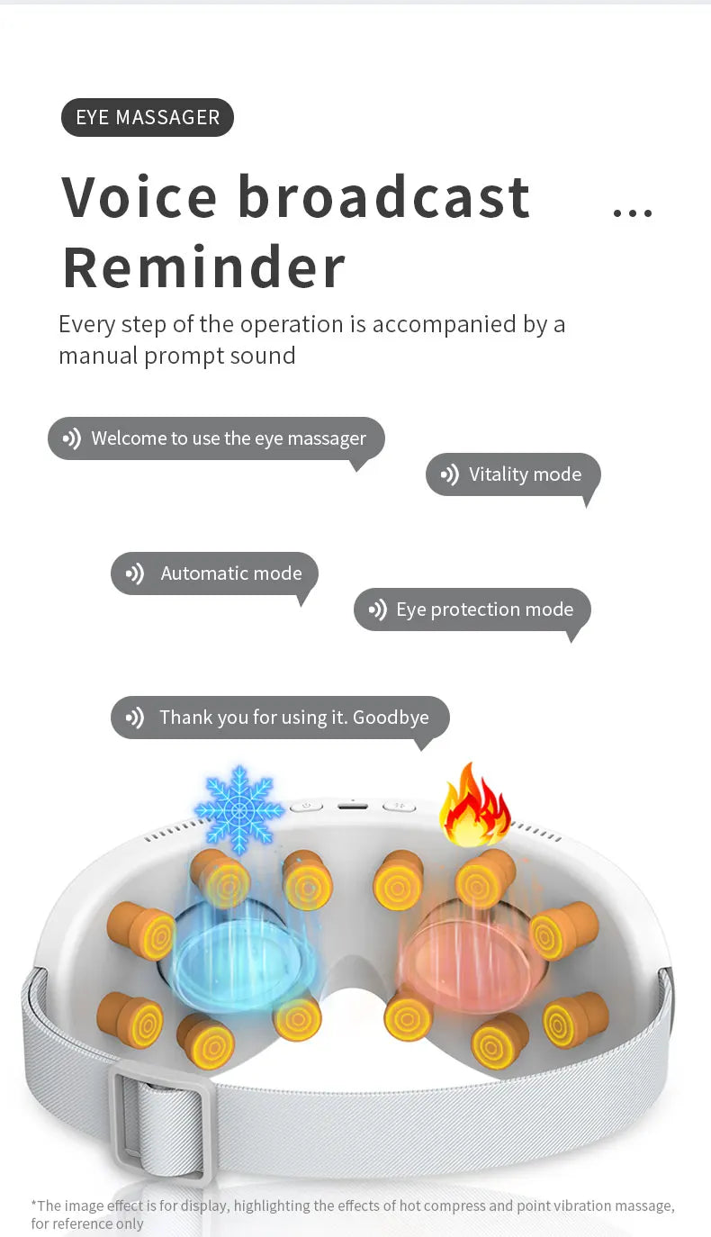 New 3D acupoint vibration massage for relieving eye fatigue with 4 modes of cold and hot compress eye massager