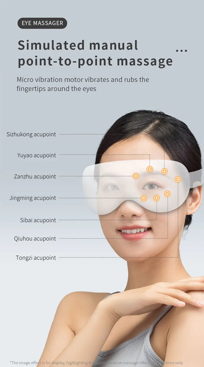 New 3D acupoint vibration massage for relieving eye fatigue with 4 modes of cold and hot compress eye massager