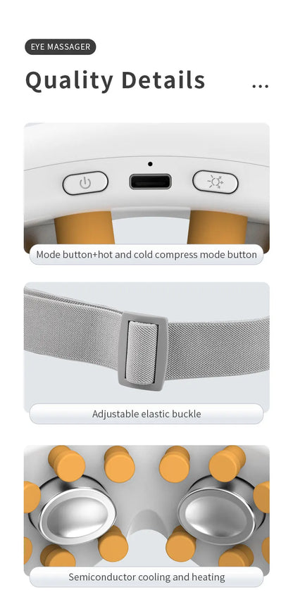 New 3D acupoint vibration massage for relieving eye fatigue with 4 modes of cold and hot compress eye massager