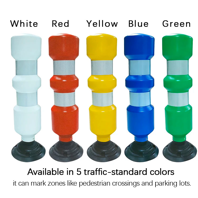 High-visibility Flexible Round Bollard premium Plastic efficient Traffic Management road Separator delineator robust &amp; Flexible absorb Impact Force Auto-rebound No Frequent Replacement no Manual Reset weather-resist