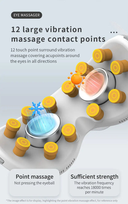 New 3D acupoint vibration massage for relieving eye fatigue with 4 modes of cold and hot compress eye massager