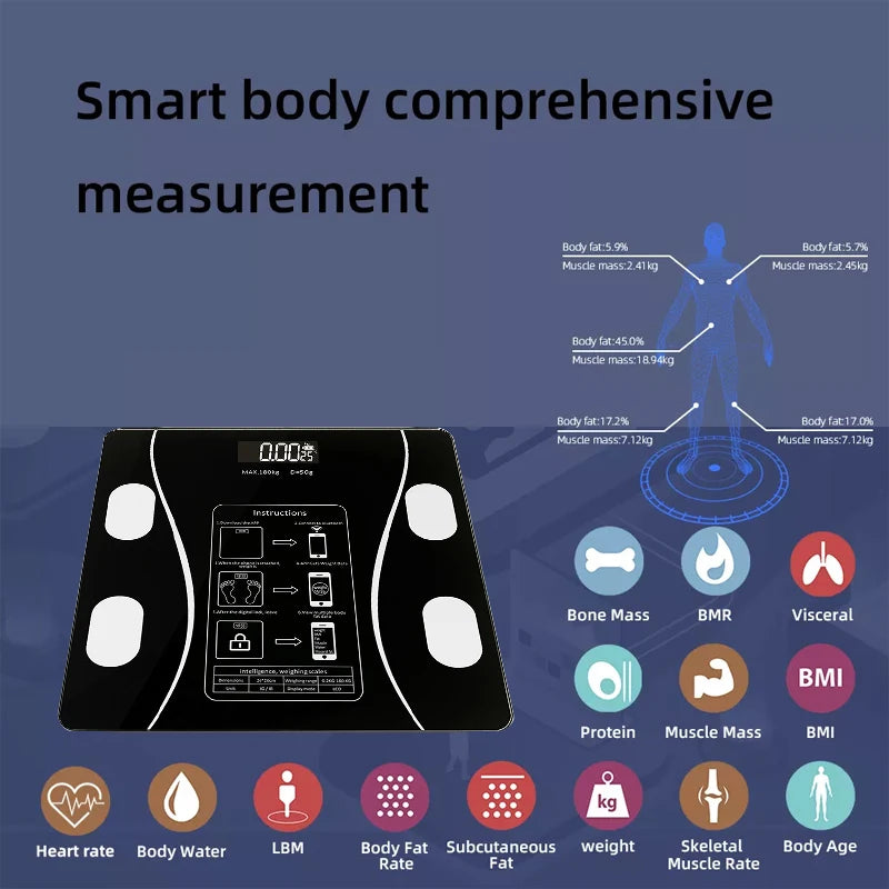 Intelligent Body Fat Weight Analysis Weighing Bathroom Scale USB Balance Digital Electronic