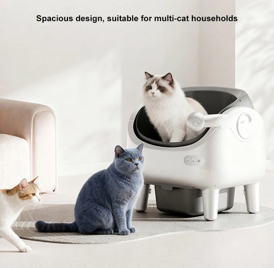 Newly upgraded open self-cleaning garbage bin, suitable for intelligent application control of multiple cats, weight sensing, odor control, and safety protection